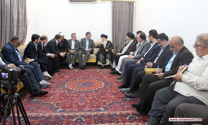 استقبال ایت الله حکیم (مدظله) از وزیر فرهنگ و ارشاد اسلامی جمهوری اسلامی ایران  وهیئت همراه 
