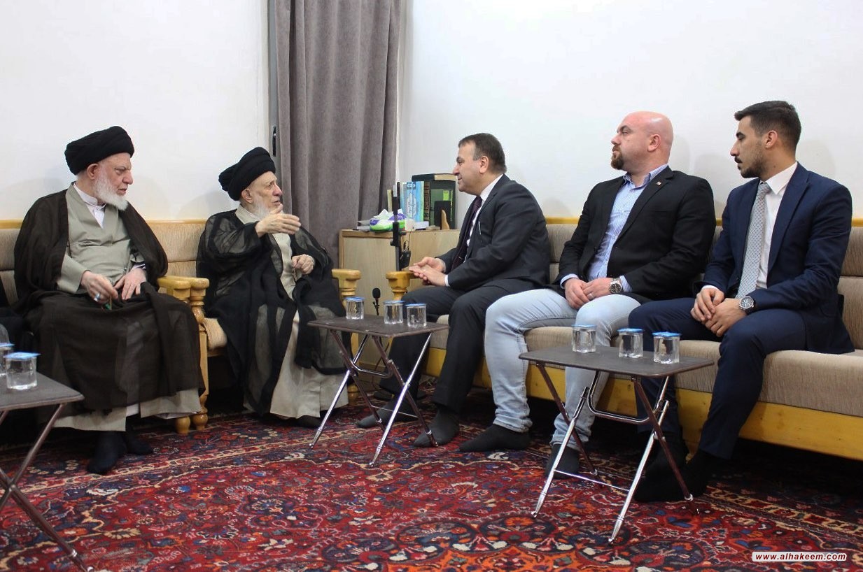 His Eminence, Grand Ayatollah al-Hakeem, receives the Lebanese Ambassador to Iraq
