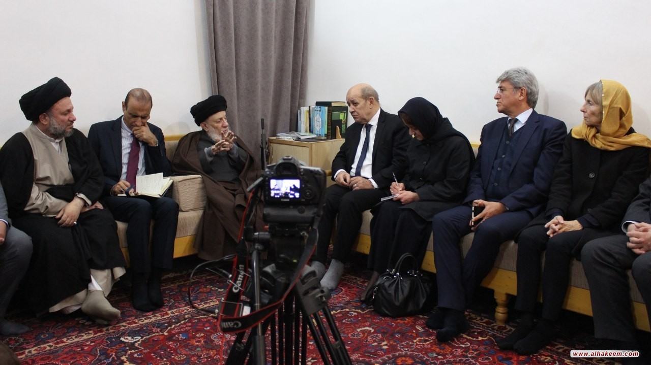 Grand Ayatollah Sayyid al-Hakeem receives the French Foreign Minister and his team in his office in al-Najaf al-Ashraf