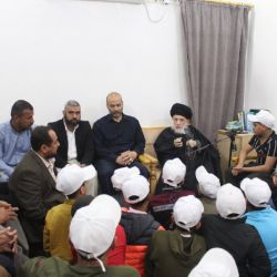 His Eminence Al-Sayyid Al-Hakeem meets a group of orphaned children of the martyrs of the Popular Mobilization Forces